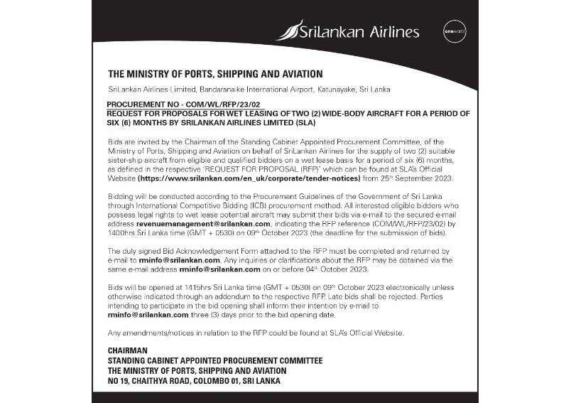 Sri Lankan Airlines - Procurement Notice