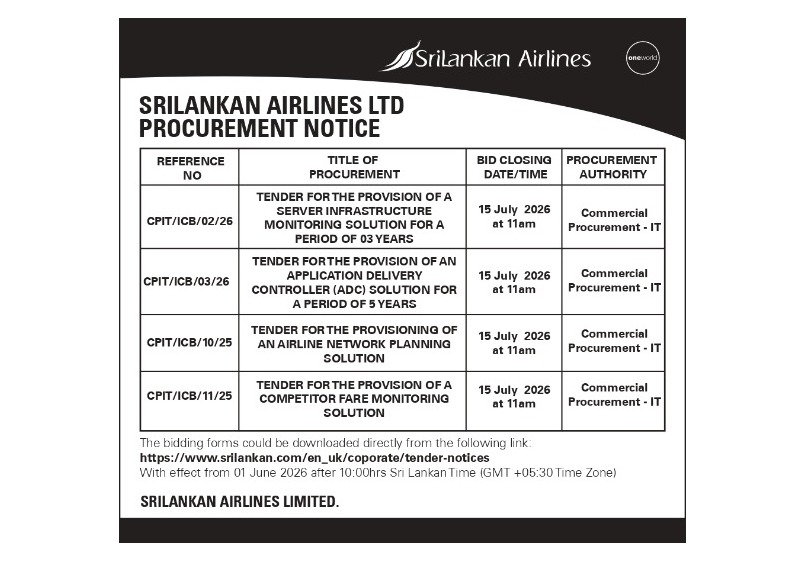 Invitation for Bids (IFB) - SriLankan Airlines Ltd.