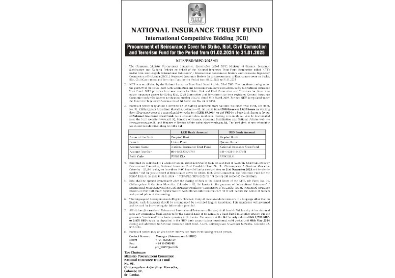 Invitation for International Competitive Bidding - National Insurance Trust Fund