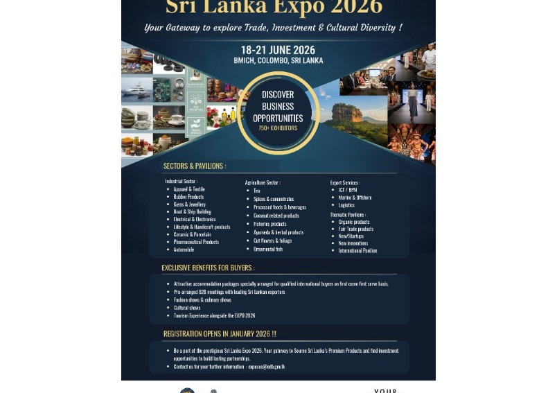 The Export Development Board (EDB) together with the Ministry of Industries and Entrepreneurship Development is organizing “Sri Lanka Expo 2026”