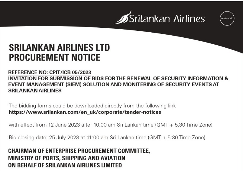 Sri Lankan Airlines - Procurement Notice