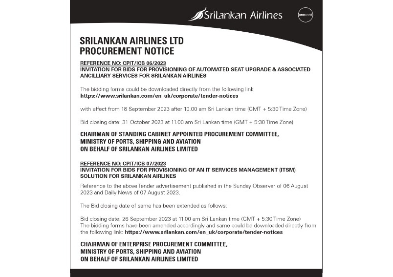 Sri Lankan Airlines - Procurement Notice