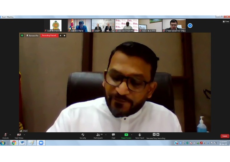 State Minister Tharaka Balasuriya, inaugurates the virtual B2B matchmaking session between Sri Lankan and Ukrainian business community