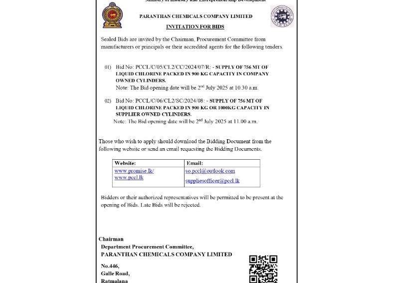 Invitation for Bids - Paranthan Chemicals Company Limited