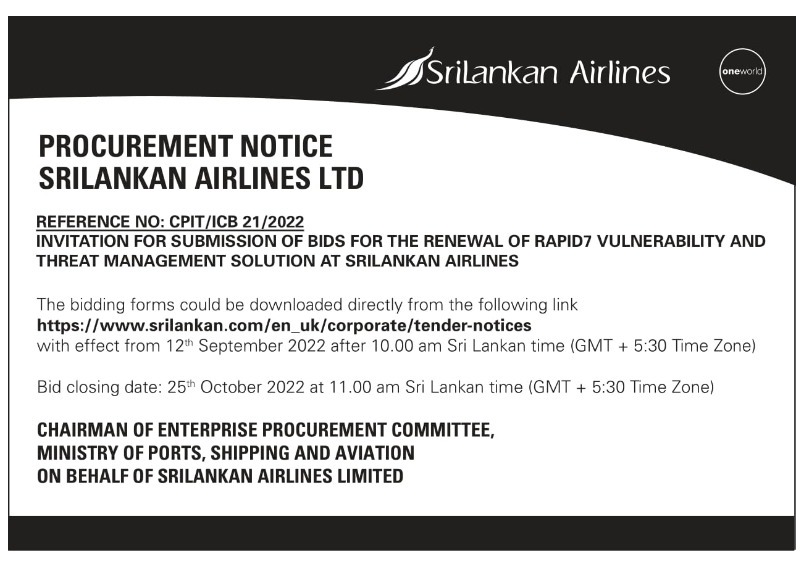 111.Procurement Notice- M/s SriLankan Airlines Ltd