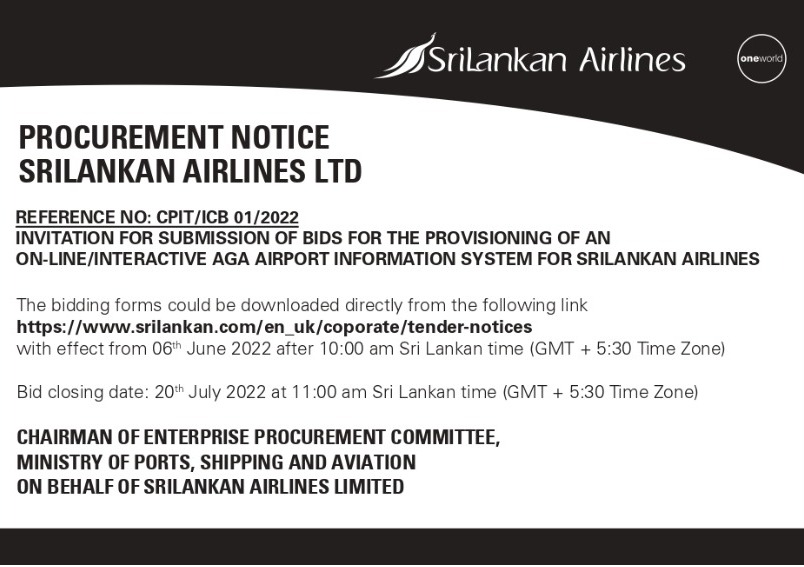 101 - Procurement Notice - M/s. Srilankan Airlines Ltd