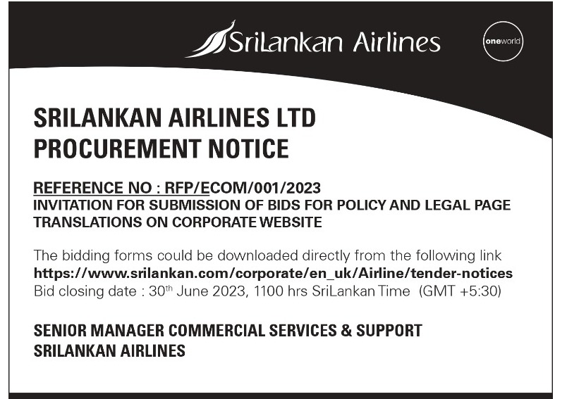 Sri Lankan Airlines - Procurement Notice